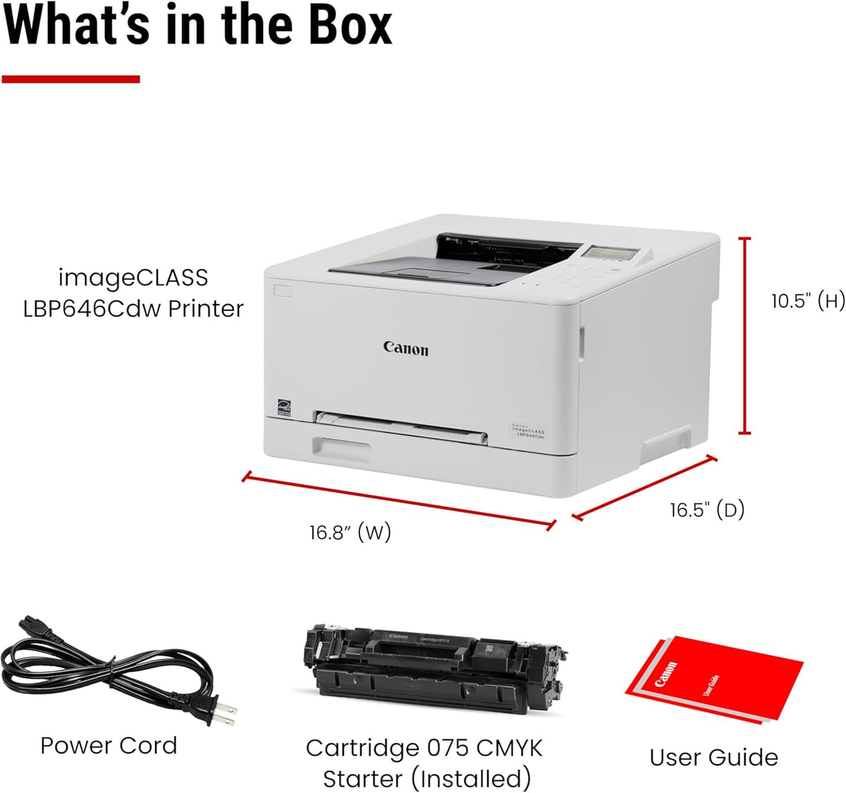 Canon Color imageCLASS LBP646Cdw Wireless Laser Single-Function Printer for Duplex Printing, White - 26 PPM Home Office, Small Office Printer