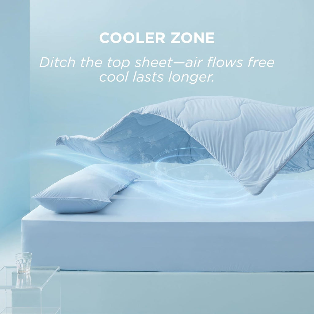 Bedsure Cooling Comforters King Size Set 4 Pieces, Blue Cooling Blanket for Hot Sleepers, Double-Sided Cool Tech King Bedding Set with Breathable Lightweight Comforter, Sheet & Pillowcases