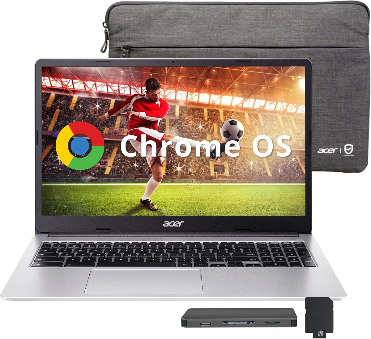 acer Chromebook 315 15.6" FHD Laptop, Intel Celeron N4500, 4GB LPDDR4 RAM, 1TB Storage (64GB eMMC + 1TB Docking Station Set), UHD Graphics, Full-Size Keyboard, Wi-Fi 6, Chrome OS, Silver