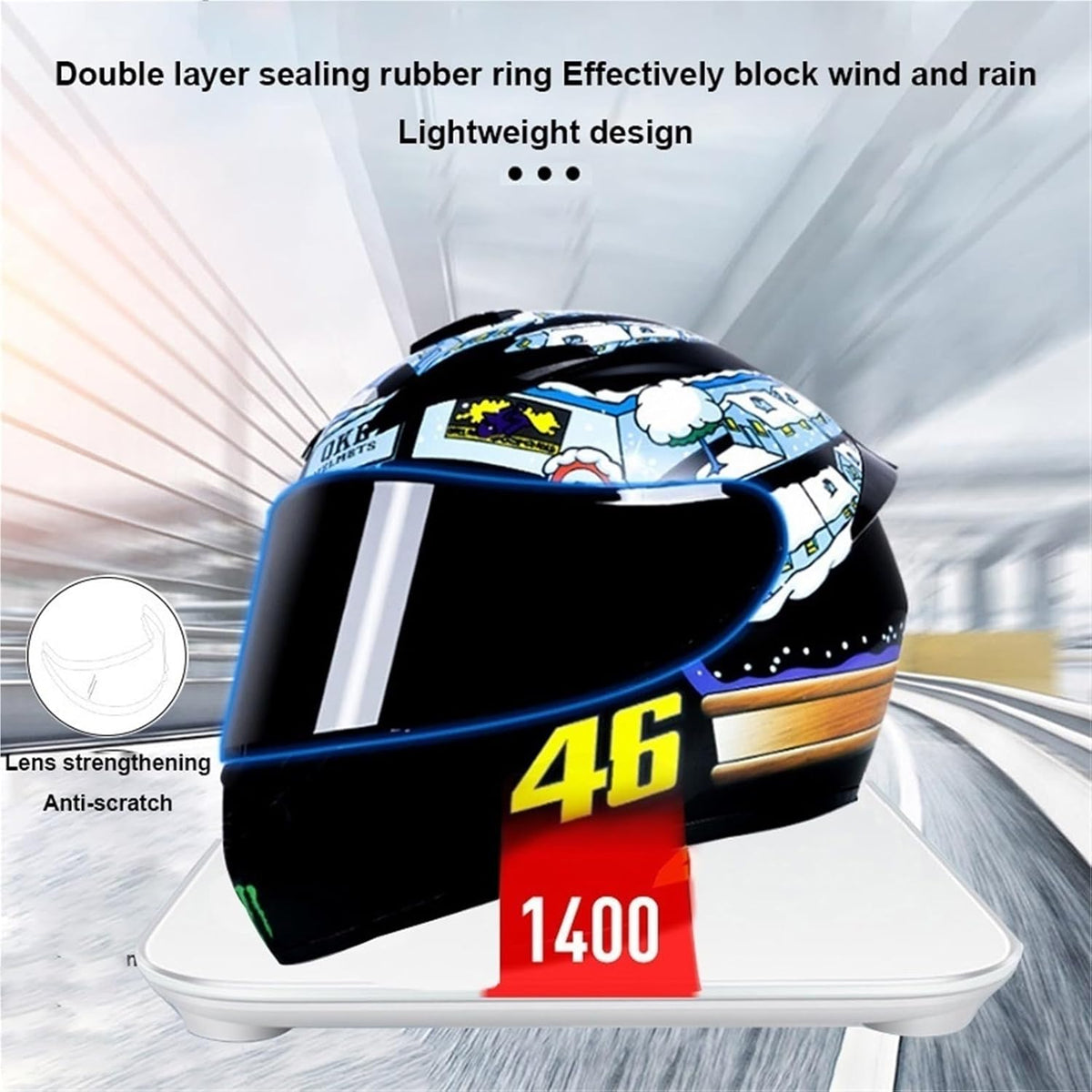Bluetooth Full Face Motorcycle Helmet, DOT Approved Integrated Helmet, Built-in Dual Speaker with Microphone, Multiple Vents Motorbike Helmet Street Bike Helmet