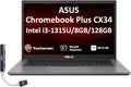 ASUS Chromebook Plus CX34 14.0" FHD Touchscreen 3-Sided NanoEdge Display (Intel i3-1315U, 8GB LPDDR5, 128GB SSD, Backlit KB, Wi-Fi 6E, HD Webcam, Chrome OS) - Ideal for Everyday Value Use (Renewed)