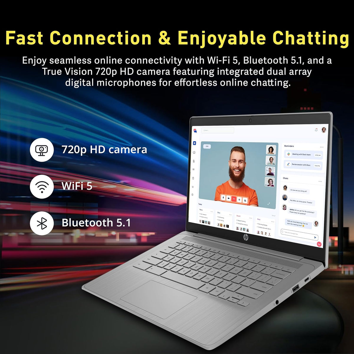 HP Chromebook 14" HD Laptop, Intel Celeron N4120, 4GB LPDDR4, 224GB Storage(64GB eMMC+160GB Docking Station Set), Intel UHD Graphics 600, Wi-Fi 5, 720p Camera, Fast Charge, Chrome OS, Gray