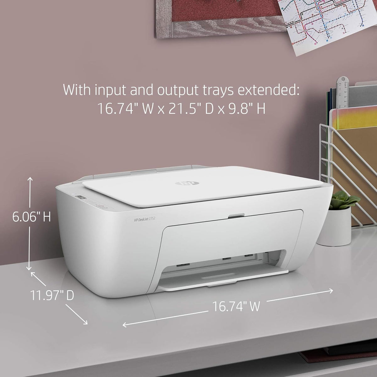 HP DeskJet 2752 All-in-One Color Inkjet Printer Scanner and Copy with Mobile Printing, Wireless Printers for Home and Office, Instant Ink Ready, Dual-Band WiFi, White (Renewed)