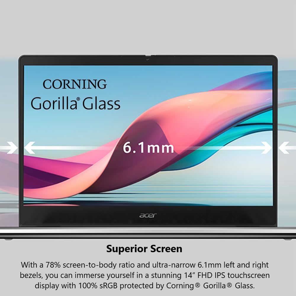 acer Chromebook Spin 514 CP514-3HH-R6VK Laptop | AMD Ryzen 5 5625C | 14" FHD IPS Touch Display | 8GB LPDDR4X | 128GB eMMC | Wi-Fi 6 | FHD Webcam | HDMI Port | Backlit Keyboard | Chrome OS | Sleeve