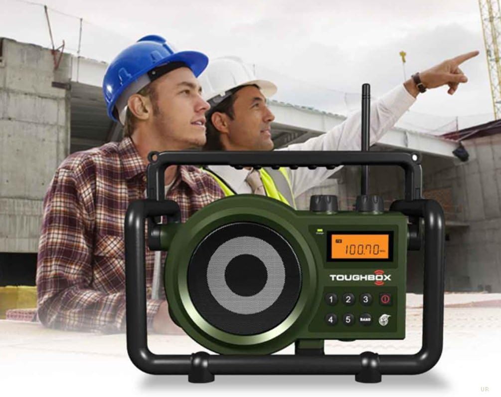 Sangean TB-100 TOUGHBOX FM/AM Aux Ultra-Rugged Digital Radio with Built-in Battery Charger, Green
