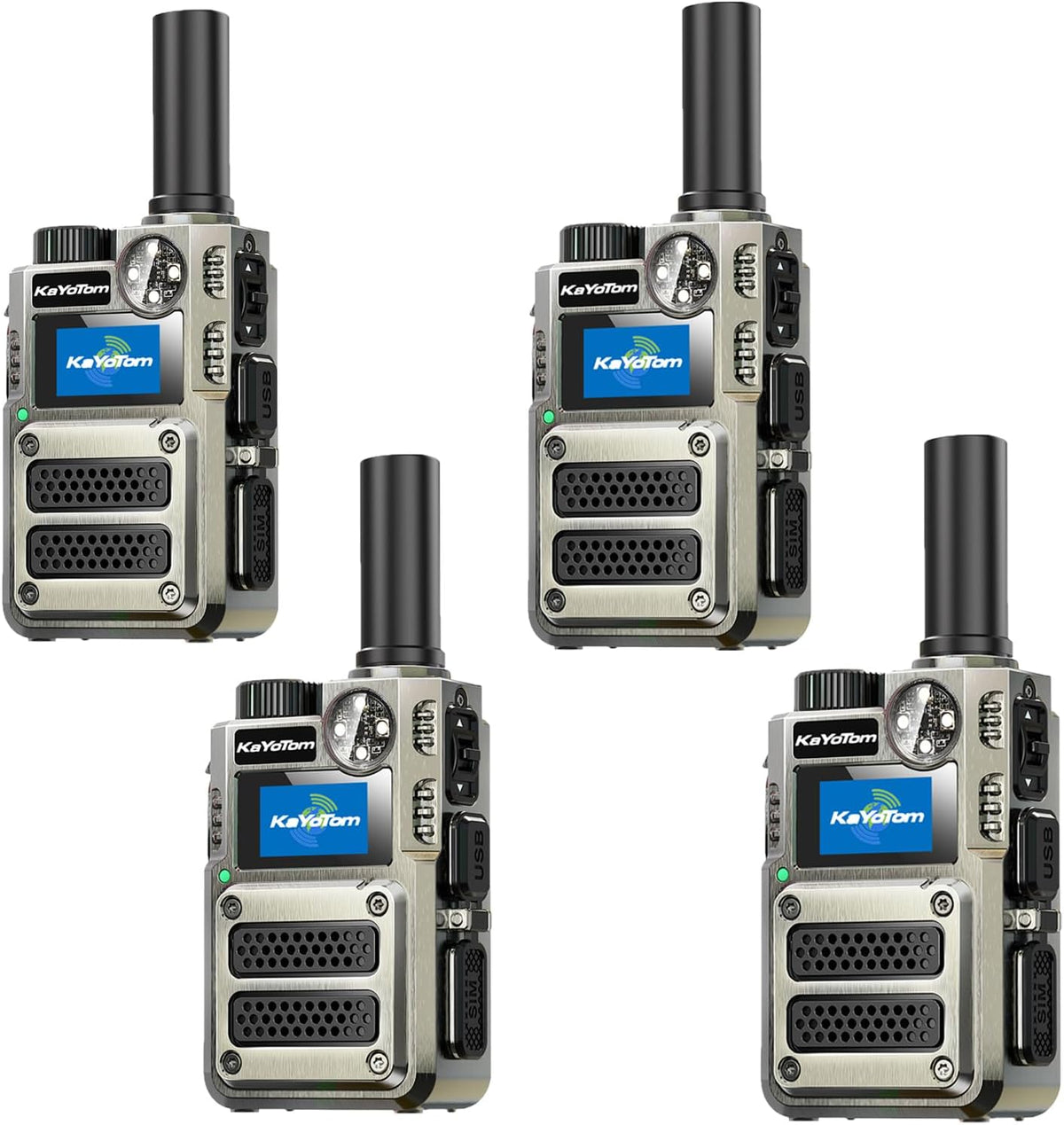 5000+ Miles Range Unlimited Range Walkie Talkies 4G LTE Long Range with Nationwide & Global Range via Free SIM Card,SOS Alert Poc Radios for Hiking,Truck Fleet,Construction site（4 Pack）