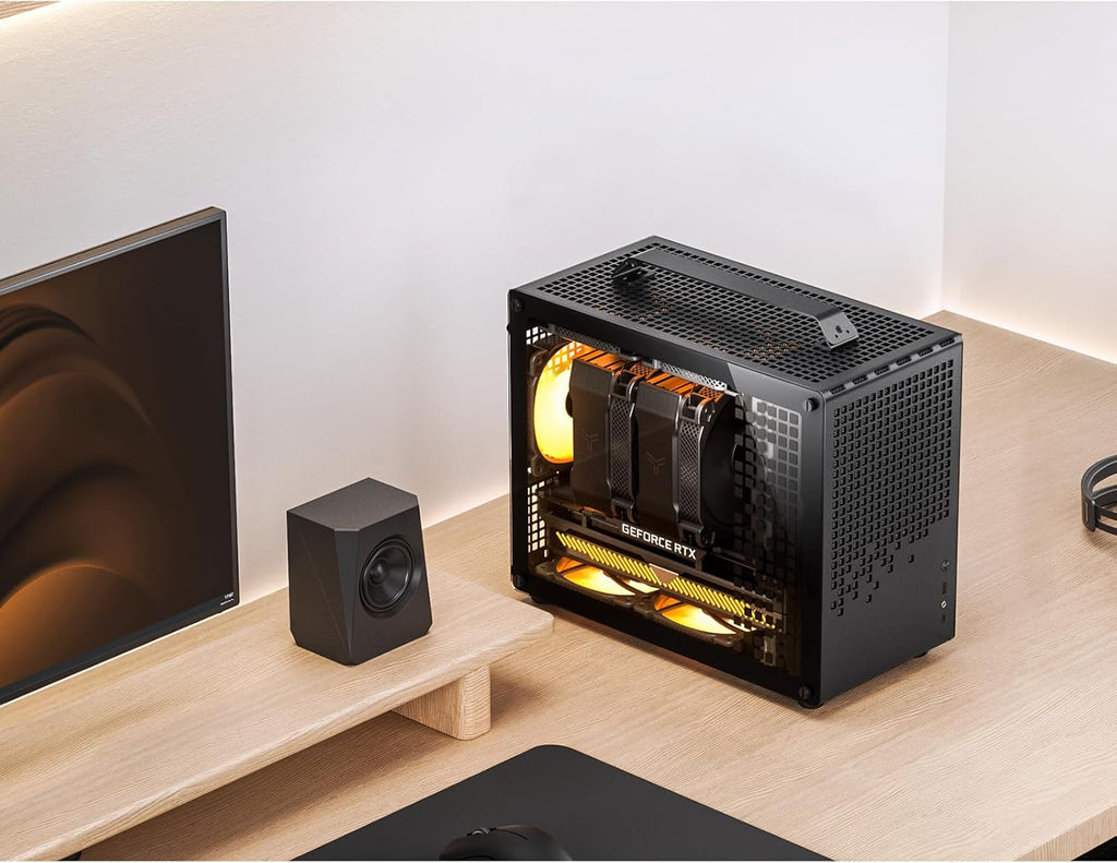 JONSBO/JONSPLUS Z20 Black Micro-ATX Mini Tower PC Case,with Detachable Carrying Handle, Mini Size, High-Performance Hardware Compatible, Support 240AIO, H160mm Cooler, Black