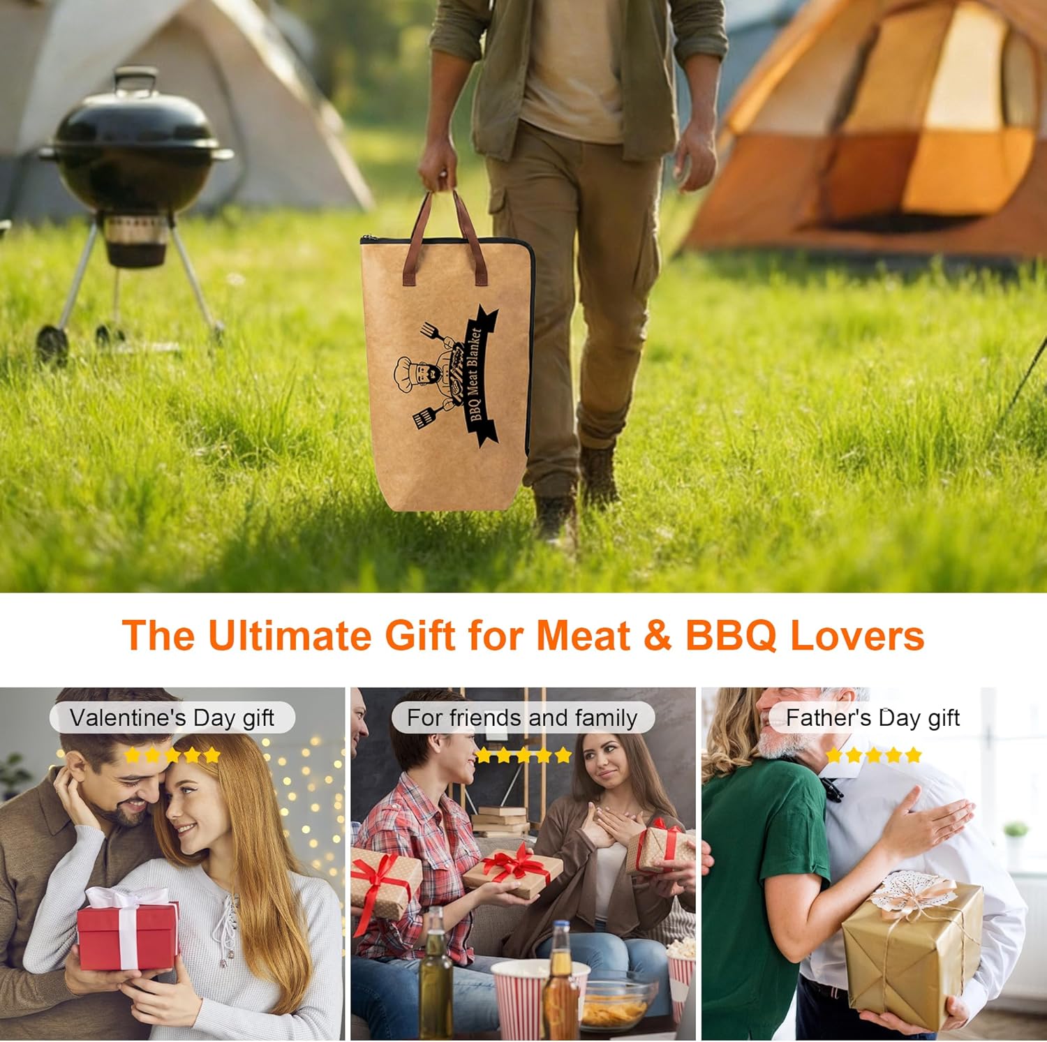 BBQ Blanket for Resting Meat, 5 Layer Meat Blanket with Wide Mouth for Steak/Pork Shoulder/Turkey - Birthday Anniversary BBQ Accessories Grilling Gifts for Men Dad Husband (23inch)