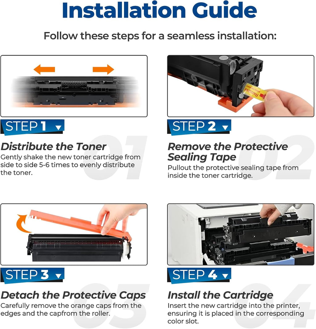 201X Toner Cartridges Replacement Pro MFP M252dw M277dw for HP 201X Toner (with Chip) CF400X CF401X CF402X CF403X Works for M277c6 M277n M277 M252n Printer 4Pack(1BK+1C+1M+1Y)