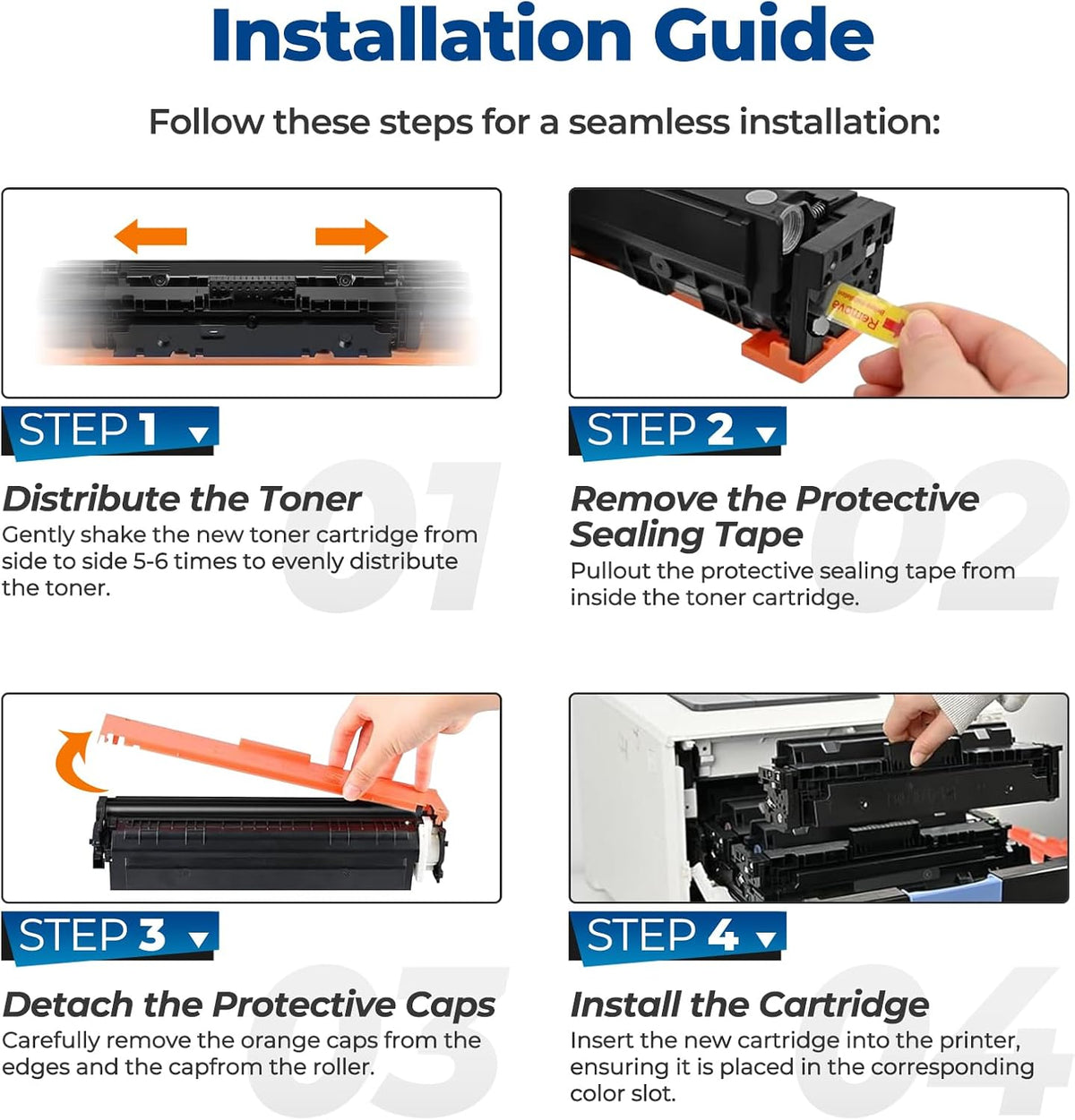 201X Toner Cartridges Replacement Pro MFP M252dw M277dw for HP 201X Toner (with Chip) CF400X CF401X CF402X CF403X Works for M277c6 M277n M277 M252n Printer 4Pack(1BK+1C+1M+1Y)