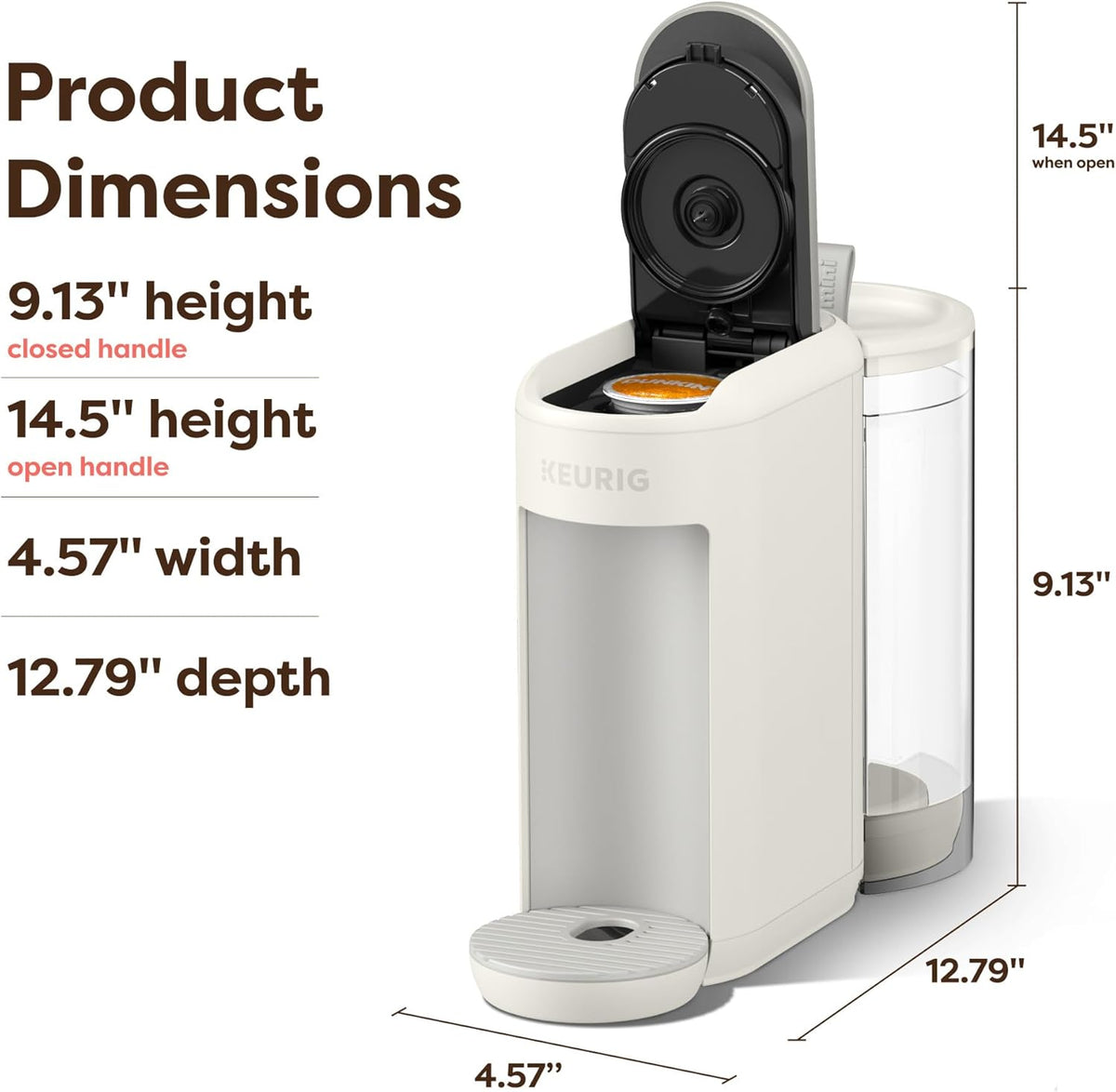 Keurig K-Mini Mate Plus Single-Serve K-Cup Pod Coffee Maker, Compact, 3 Cup Sizes, Brew Over Ice and Strong Button Features, 50 oz Removable Reservoir, Warm Stone