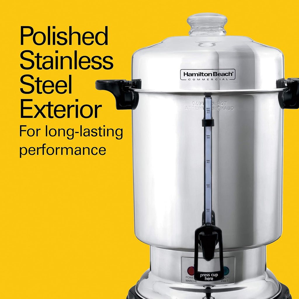 Hamilton Beach Commercial Coffee Urn & Hot Beverage Dispenser, 60 Cup Capacity, Polished Stainless Steel (D50065)