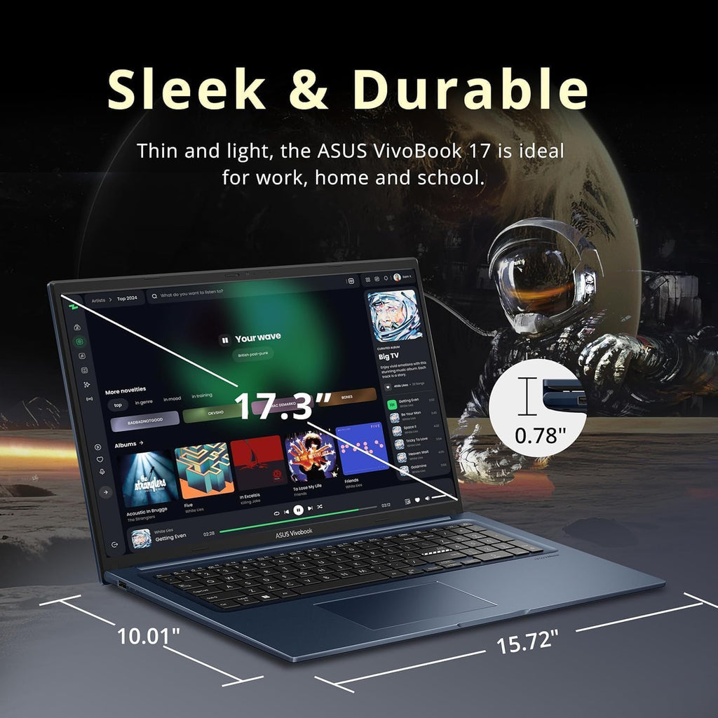 ASUS Vivobook 17.3 Chromebook Laptop For Student & Business, 8GB RAM, 128GB SSD, Intel 6-Core i3 Processor, FHD Anti-Glare IPS, Built for School and Work Game Apps Not Supported, WiFi-6, ChromeOS Flex
