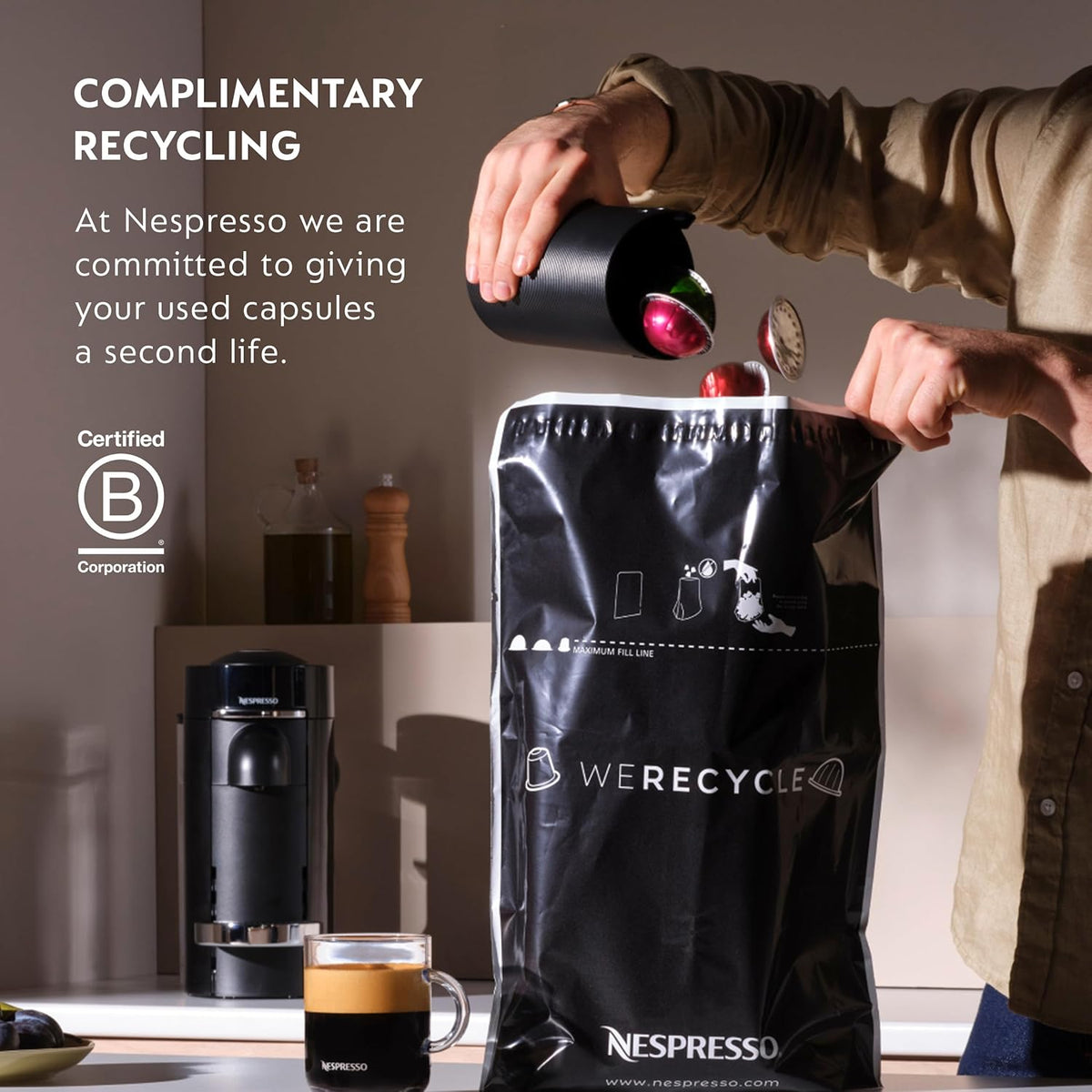 Nespresso Vertuo Coffee and Espresso Maker by Breville, Matte Black, 400 mL Capacity