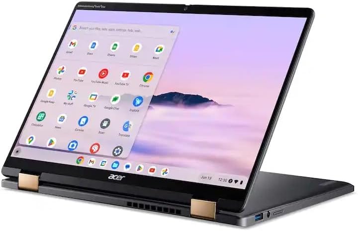 acer Chromebook Plus Spin 714 2-in-1 Laptop with Google AI – 14" Full HD IPS Touch | Intel Core Ultra 5 115U | 8GB LPDDR5 256GB SSD | Wi-Fi6E Backlit KB Chrome OS Steel Gray | w/Stylus Pen, W/GaLiMu