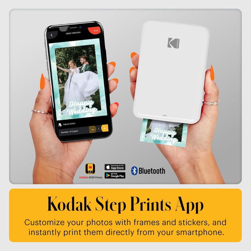KODAK Step Wireless Mobile Photo Mini Printer (White) Go Bundle