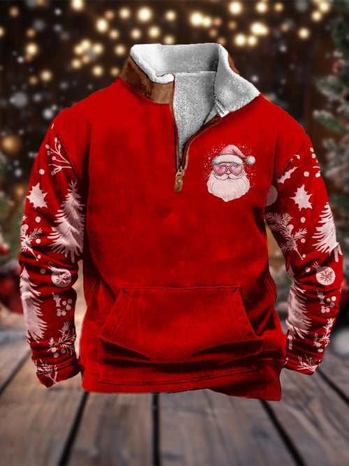 BIVENANT Ugly Christmas Sweaters Men Funny Xmas Graphic Sweatshirts 1/4 Zip Long Sleeve Pullover Hoodie Holiday Clothes