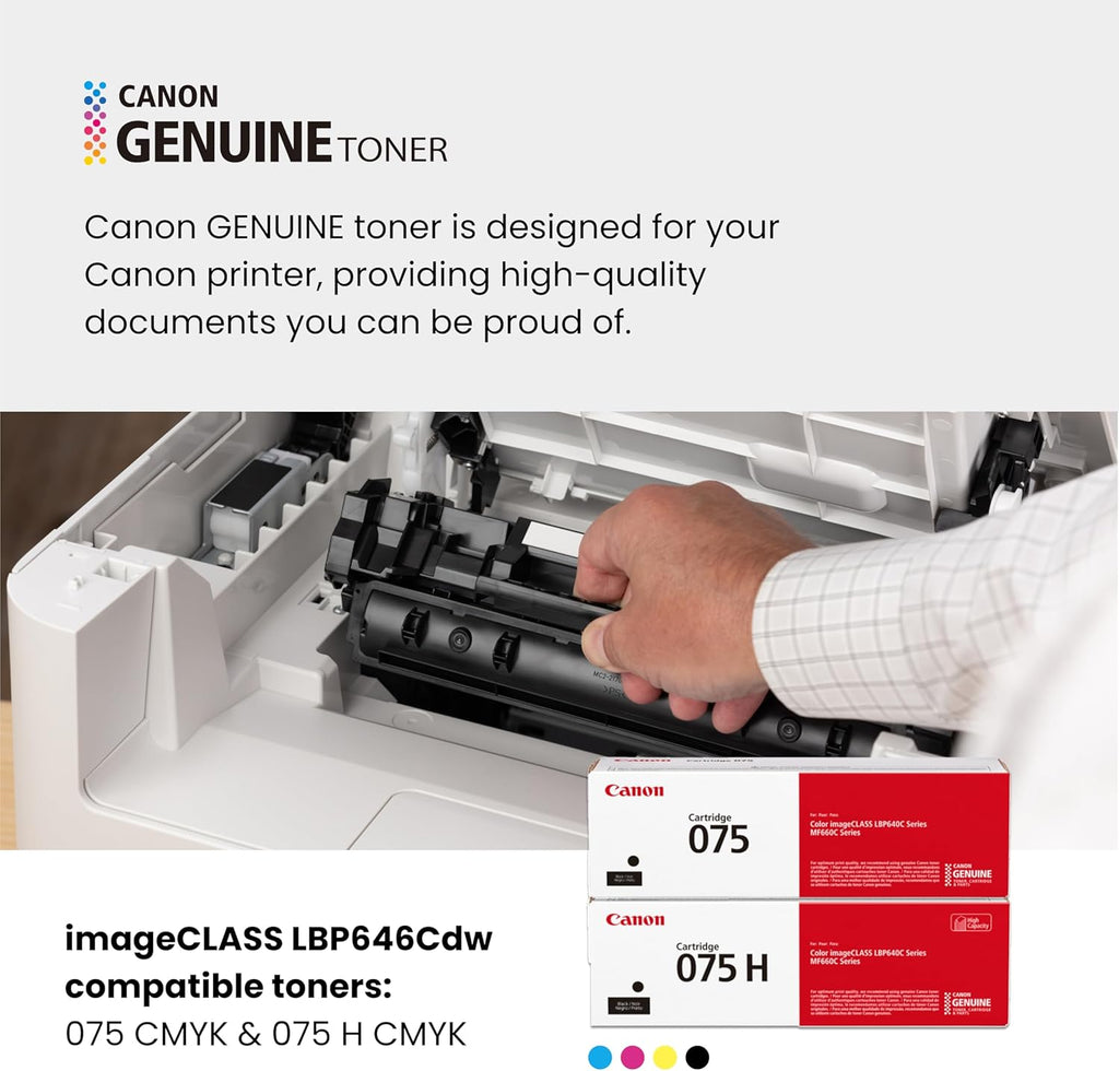 Canon Color imageCLASS LBP646Cdw Wireless Laser Single-Function Printer for Duplex Printing, White - 26 PPM Home Office, Small Office Printer