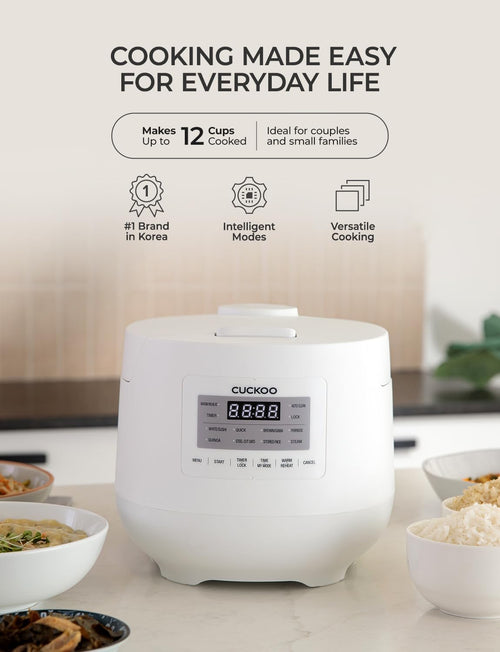 6-Cup / 1.5 Qt. (Uncooked) Micom Rice Cooker and Warmer, Steamer basket, 11 Operating Modes: White Rice, Brown Rice & More, Nonstick Inner Pot, Made in Korea, Small Rice Cooker, Multi Cooker, CR-0641F