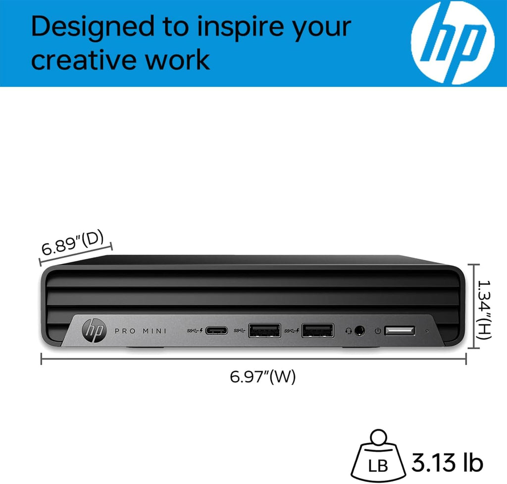 HP Pro Mini PC Desktop Computer for Business Daily Remote Work, Intel Core i7-12700T, Ultra Slim Design, 16GB DDR4 RAM, 256GB PCIe SSD, Keyboard & Mouse, DP 1.4, HDMI 2.1, Windows 11 Pro, Carbon Black