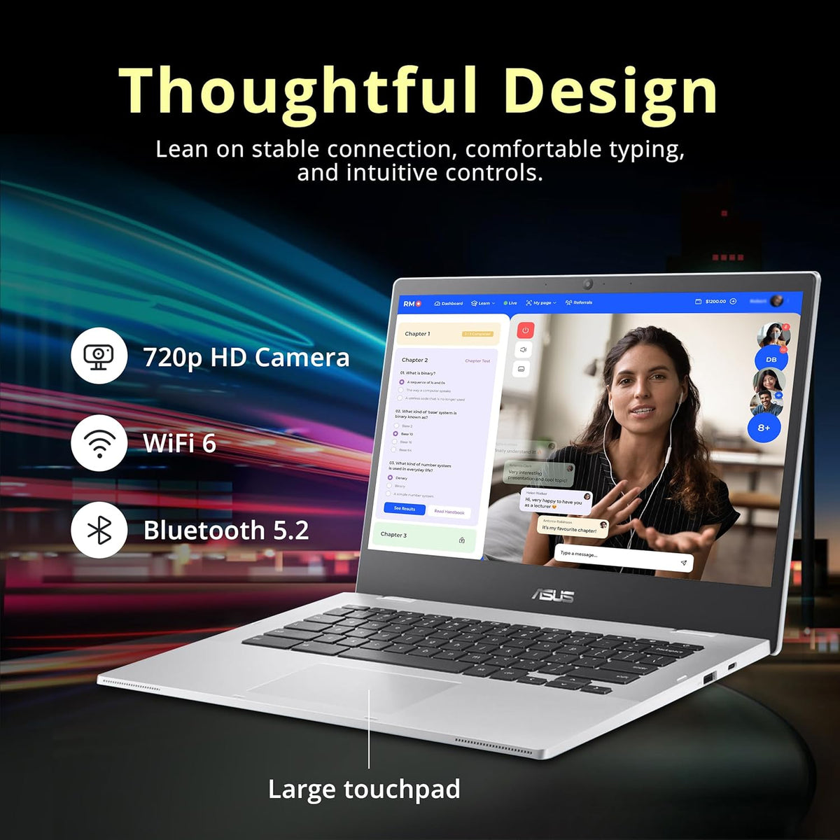 ASUS Chromebook CX1 14" FHD Laptop, Intel Celeron N4500, 4GB RAM, 224GB Storage (64GB eMMC+160GB Docking Station Set), Intel UHD Graphics, 720p Wecam, WiFi 6, Chrome OS, Silver