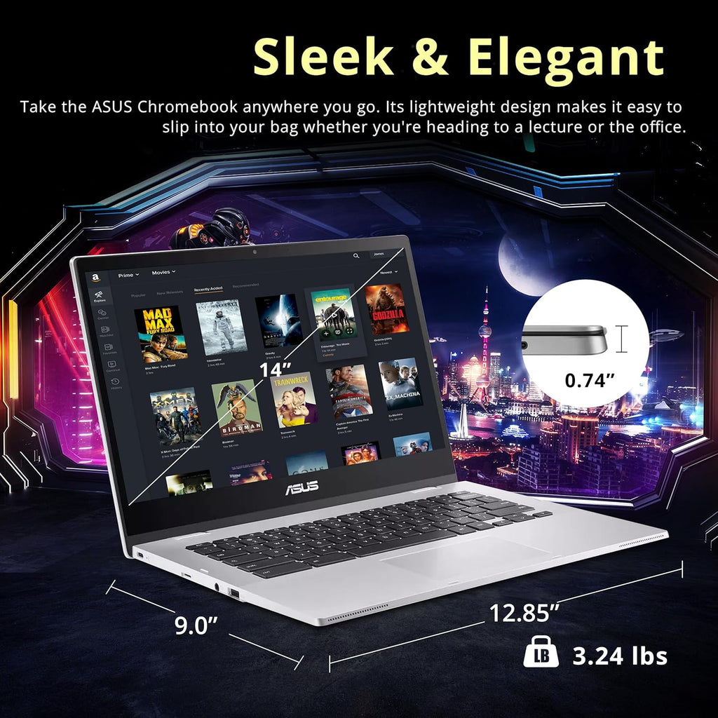 ASUS Chromebook CX1 14" FHD Laptop, Intel Celeron N4500, 4GB RAM, 224GB Storage (64GB eMMC+160GB Docking Station Set), Intel UHD Graphics, 720p Wecam, WiFi 6, Chrome OS, Silver
