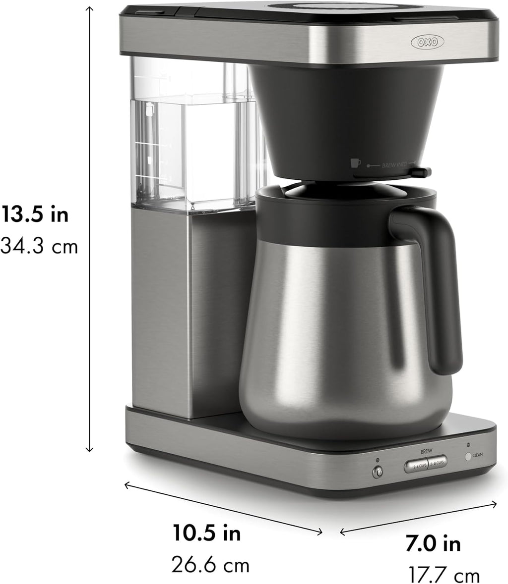 OXO Brew 8-Cup Coffee Maker - Single-Serve & Carafe, Thermal Stainless Steel, SCA Certified