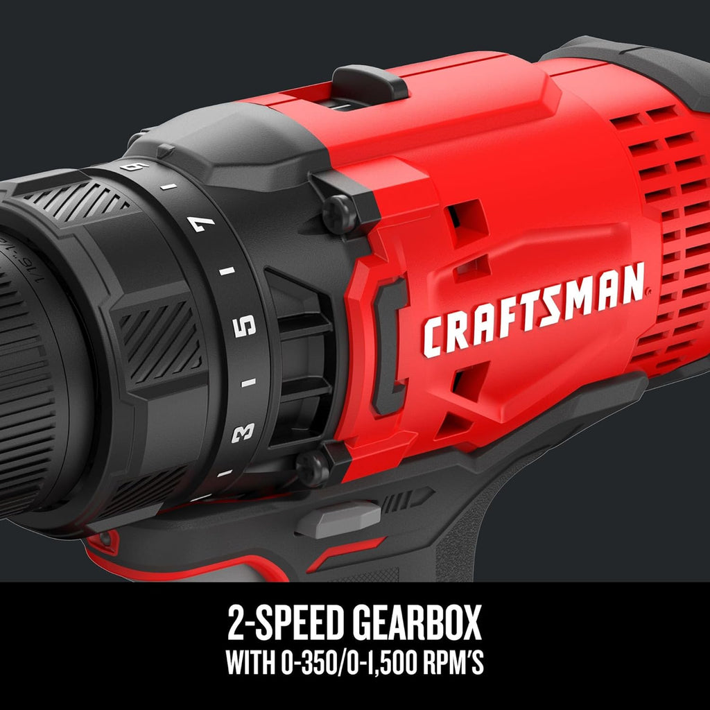 CRAFTSMAN V20 Cordless Drill/Driver Kit, 1/2 inch, Battery and Charger Included (CMCD700C1)