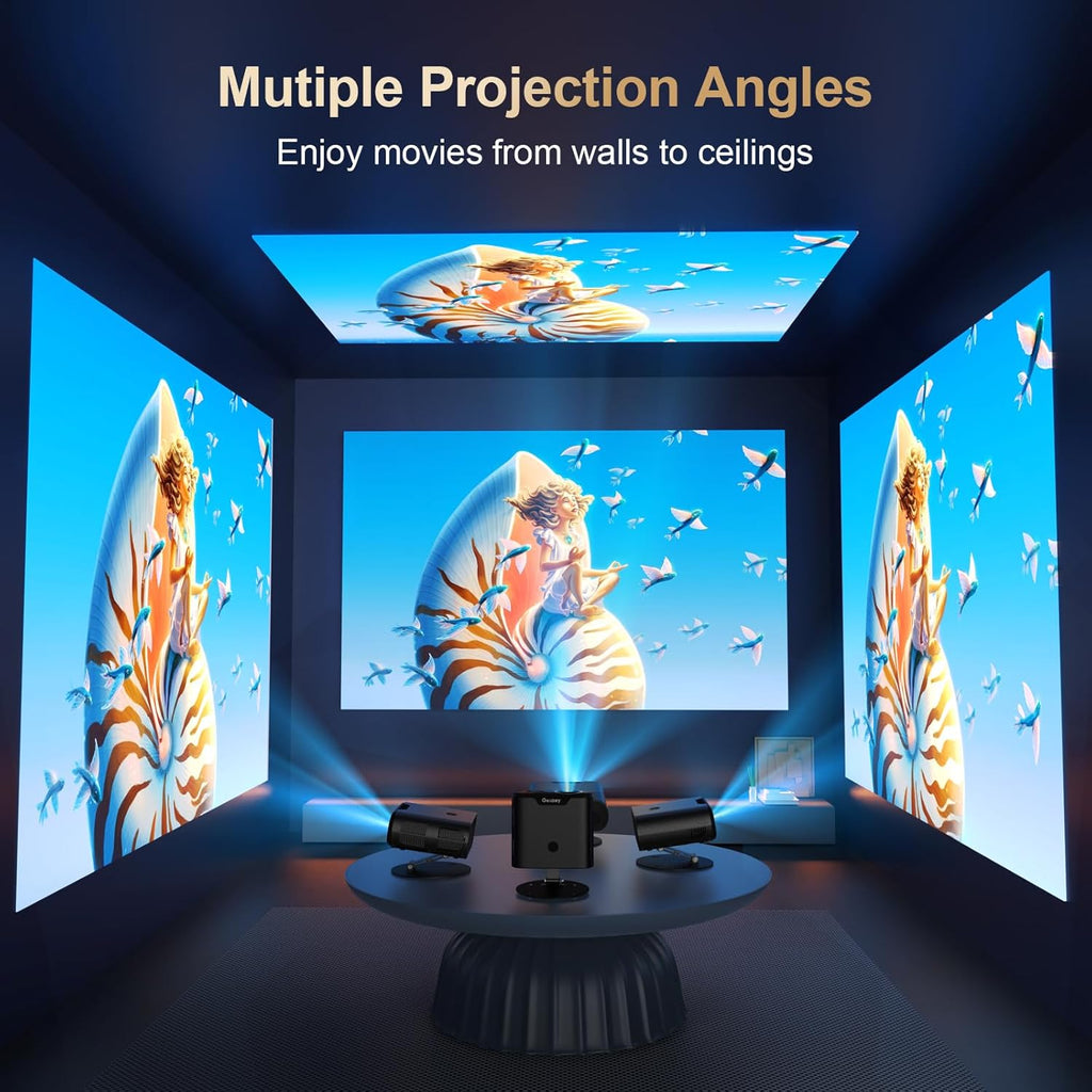 2000ANSI/GoogIe TV/Built-in Apps All-in-One Smart Projector with Wifi and Bluetooth, Goiaey C26 Mini Projector, HDMI ARC CEC GoogIe Voice, DoIby Audio, Zoom Native 1080P 4K Supported Movie Proyector