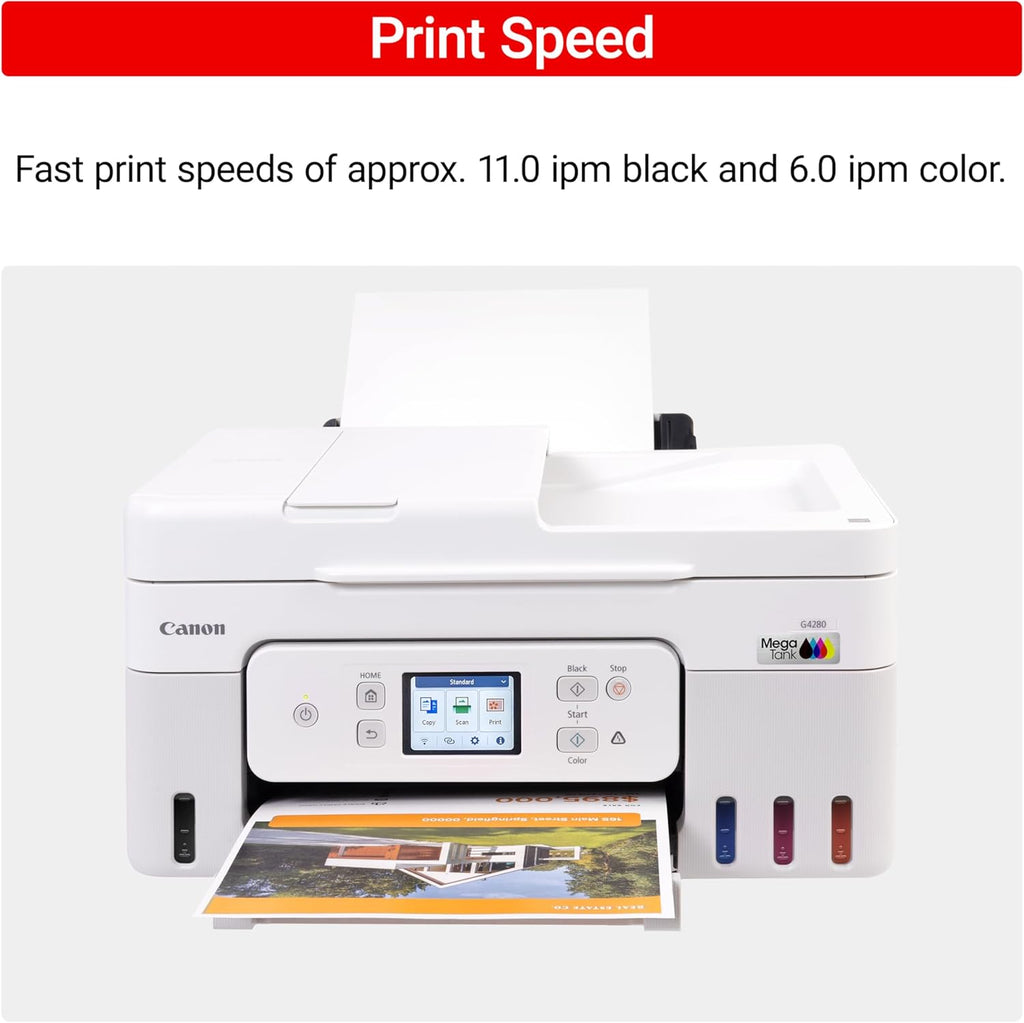 Canon Megatank G4280 All-in-One Wireless Supertank Megatank Printer | Print, Copy, Scan | Mobile Printing |2.7" LCD Color Touchscreen | Auto Document Feeder and Auto Duplex
