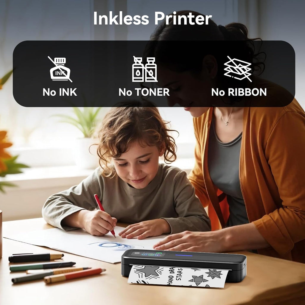 Phomemo Upgraded Portable Printer with Touchscreen, M832D Bluetooth Wireless Thermal Inkless Printer, Supports 8.5"x11" US Letter & A4, Compatible with iOS, Android, PC for Travel, Black