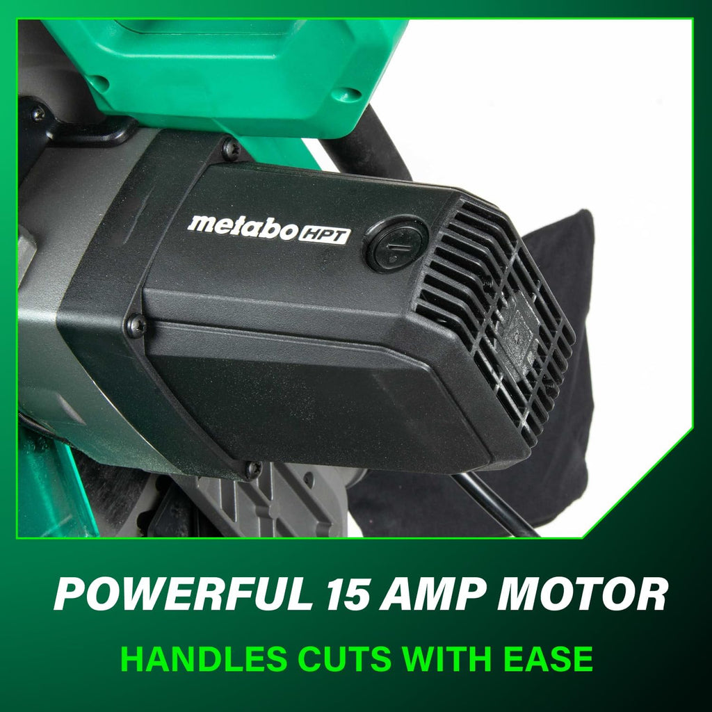 Metabo HPT 10-Inch Single Bevel Compound Miter Saw, 15-Amp Power Saw with Xact Cut Shadow Line, Precision Miter Angles, Single Bevel 0-45°, 40T TCT Miter Saw Blade, Lightweight Design, C10FCG2
