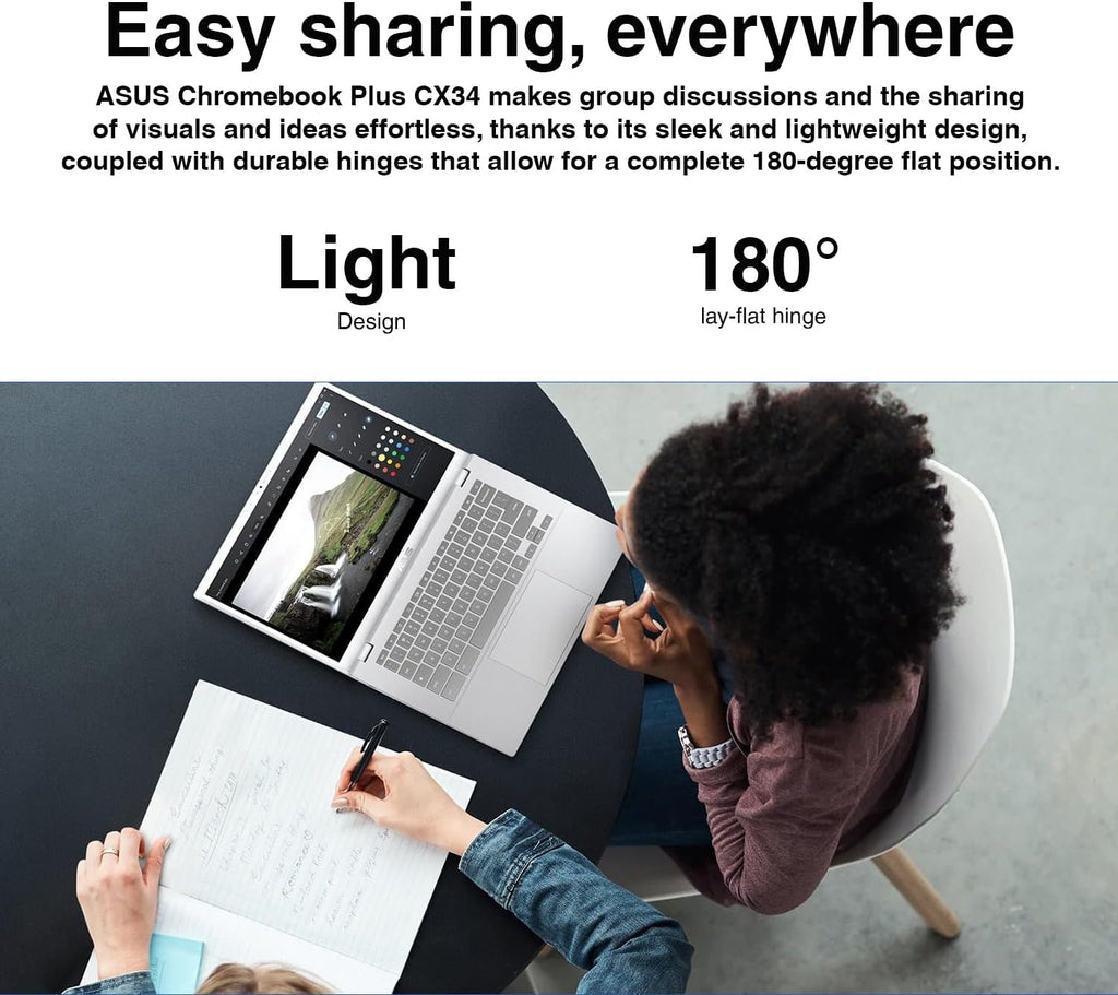 ASUS Chromebook Plus CX34 14.0" FHD Touchscreen 3-Sided NanoEdge Display (Intel i3-1315U, 8GB LPDDR5, 128GB SSD, Backlit KB, Wi-Fi 6E, HD Webcam, Chrome OS) - Ideal for Everyday Value Use (Renewed)