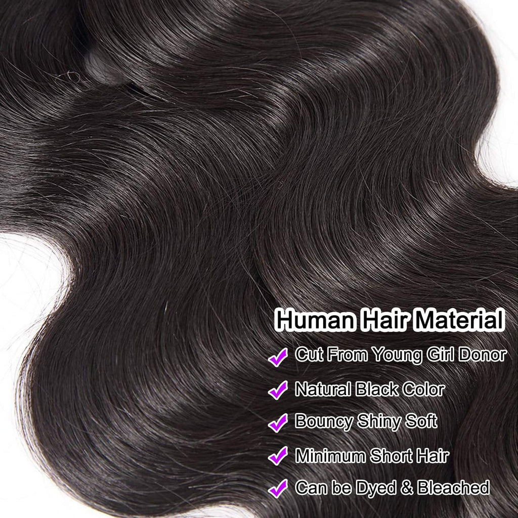 12A Body Wave Human Hair 4 Bundles 18 20 22 24 Inch 100% Remy Virgin Hair Weaves Extensions Body Wave Bundles Human Hair Soft And Silky Natural Black