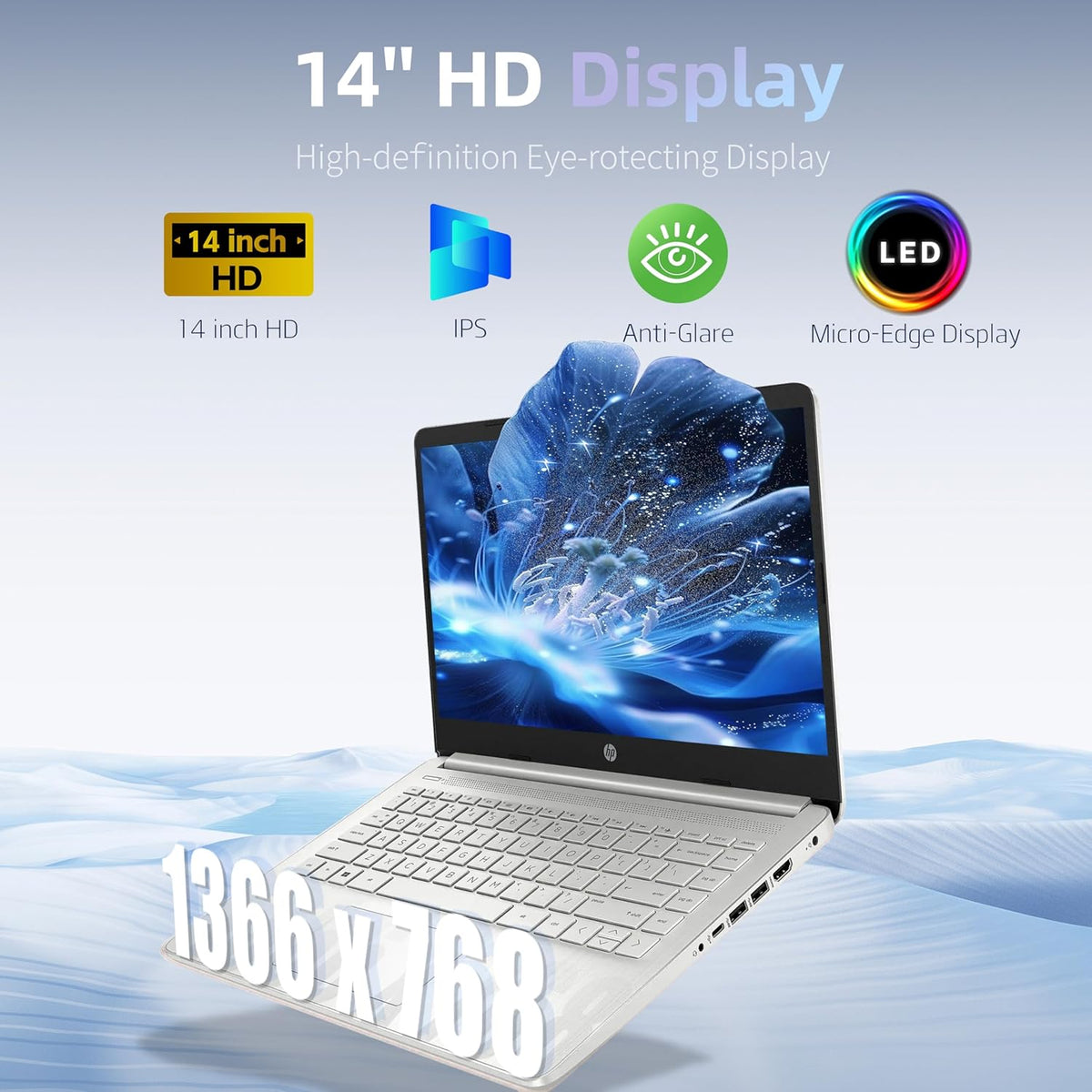 HP Essential Laptop Computer for Home and Student with Office 365, 2026 Edition, 8GB RAM, 128GB Storage- Intel Processor - LED Display, 500GB External HDD, Portable Design, Copilot AI, Win 11 Home S