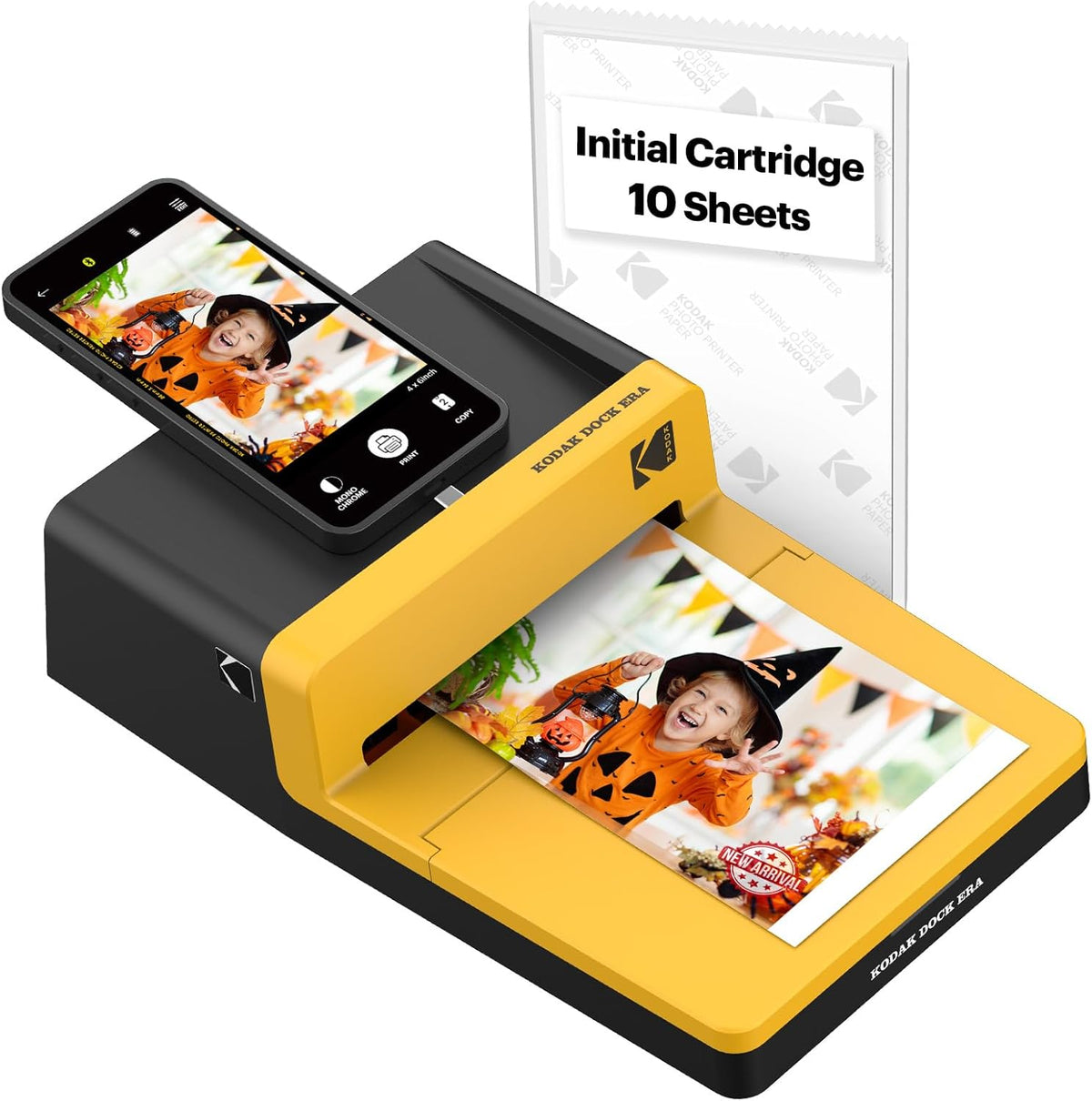 KODAK Dock Era 4x6'' Desktop Photo Printer, 10 Sheets, Docking & Bluetooth Smartphone Printer for iPhone & Android, Instant Color Prints, 4PASS Dye Sublimation
