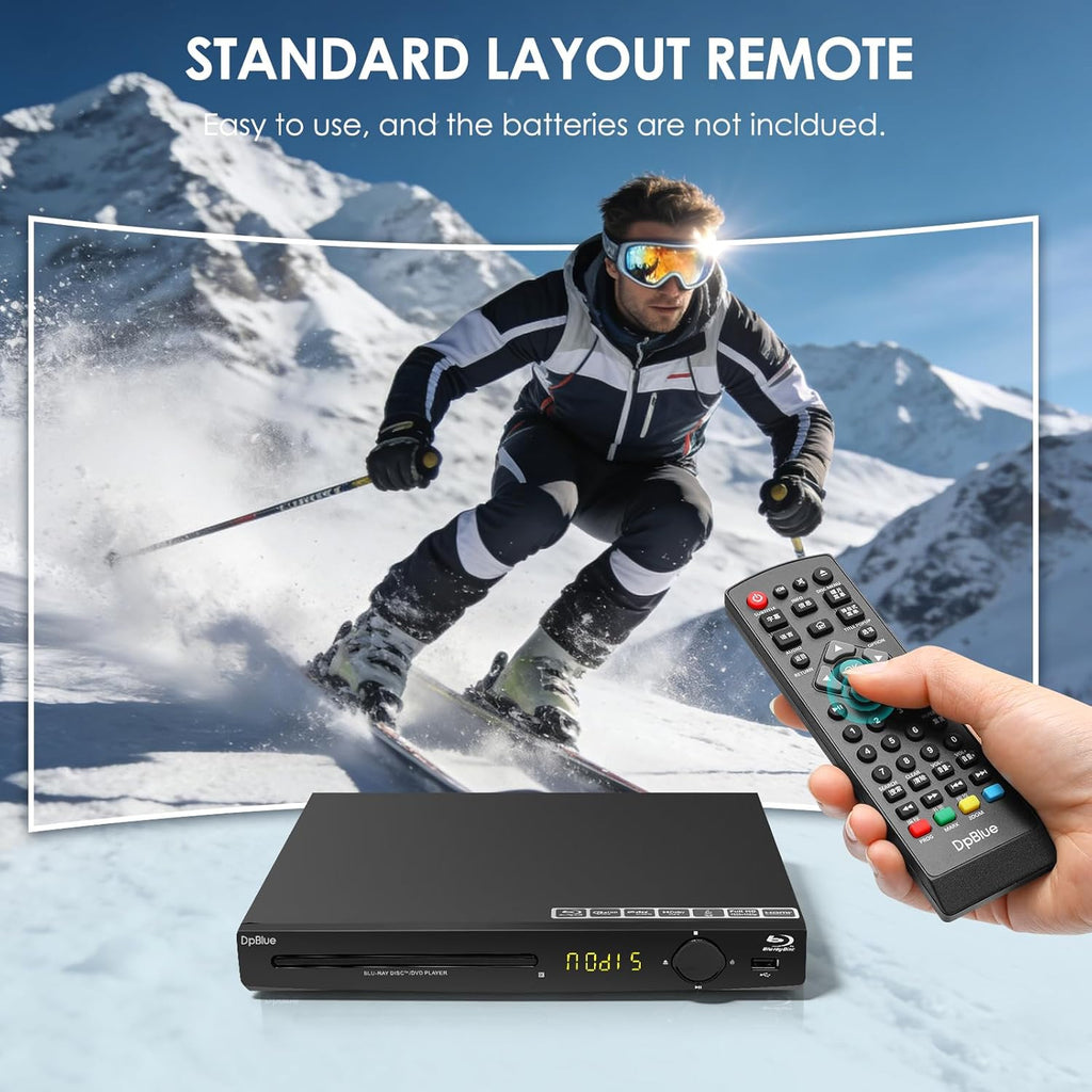 BLU RAY Player,1080P Full HD Blu-ray DVD Player for TV/Projector Home Theater Blu Ray Discs Player Support Region A/1 Blu-ray Discs,CD DVDs VCD,U Disk HDD Playback HDMI/AV/Coaxial Output