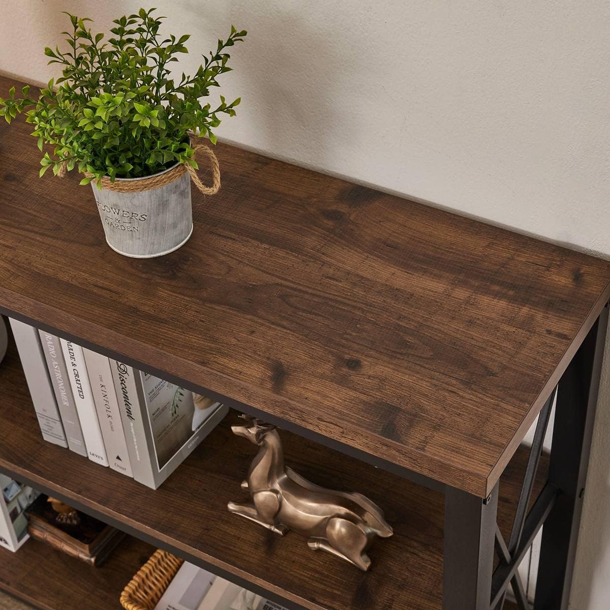 BON AUGURE Rustic Console Table Behind Couch, Industrial Entryway Table with Shelves, Farmhouse 3 Tier Sofa Tables for Living Room, Entry, Hallway (47 Inch, Rustic Oak)