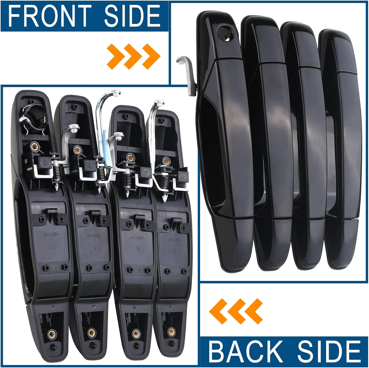 APPERFiT Upgraded Exterior Door Handles Black Compatible with 2007-2013 Chevy Chevrolet Silverado 1500 2500 3500 Suburban Tahoe Avalanche, GMC Sierra Yukon, Cadillac Escalade