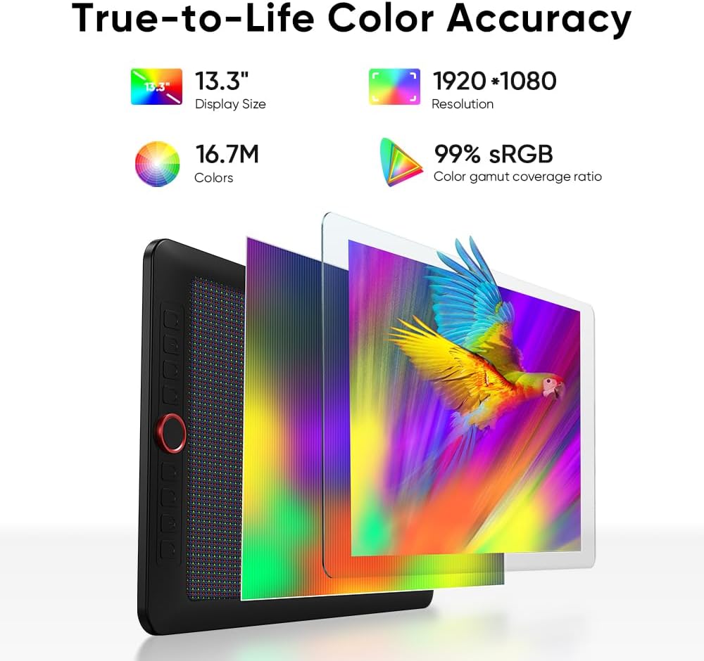 XP-PEN Artist 13.3 Pro V2 Drawing Tablet with Screen, 16K Pressure Sensitivity Digital Drawing Tablet for PC Mac Chromebook Android, Fully Laminated Graphic Tablet with Pen, Foldable Stand Included
