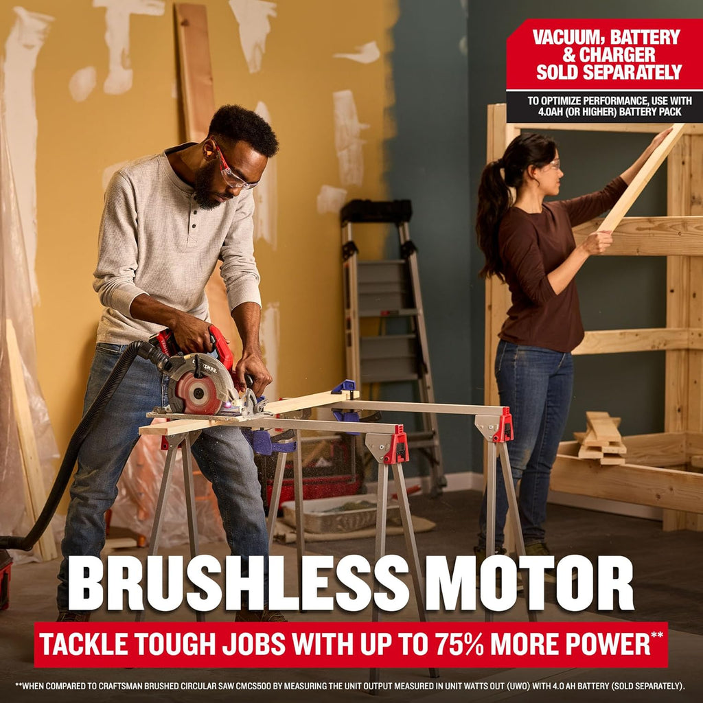CRAFTSMAN V20 RP Cordless Circular Saw, 7-1/4 inch, Bare Tool Only (CMCS551B)