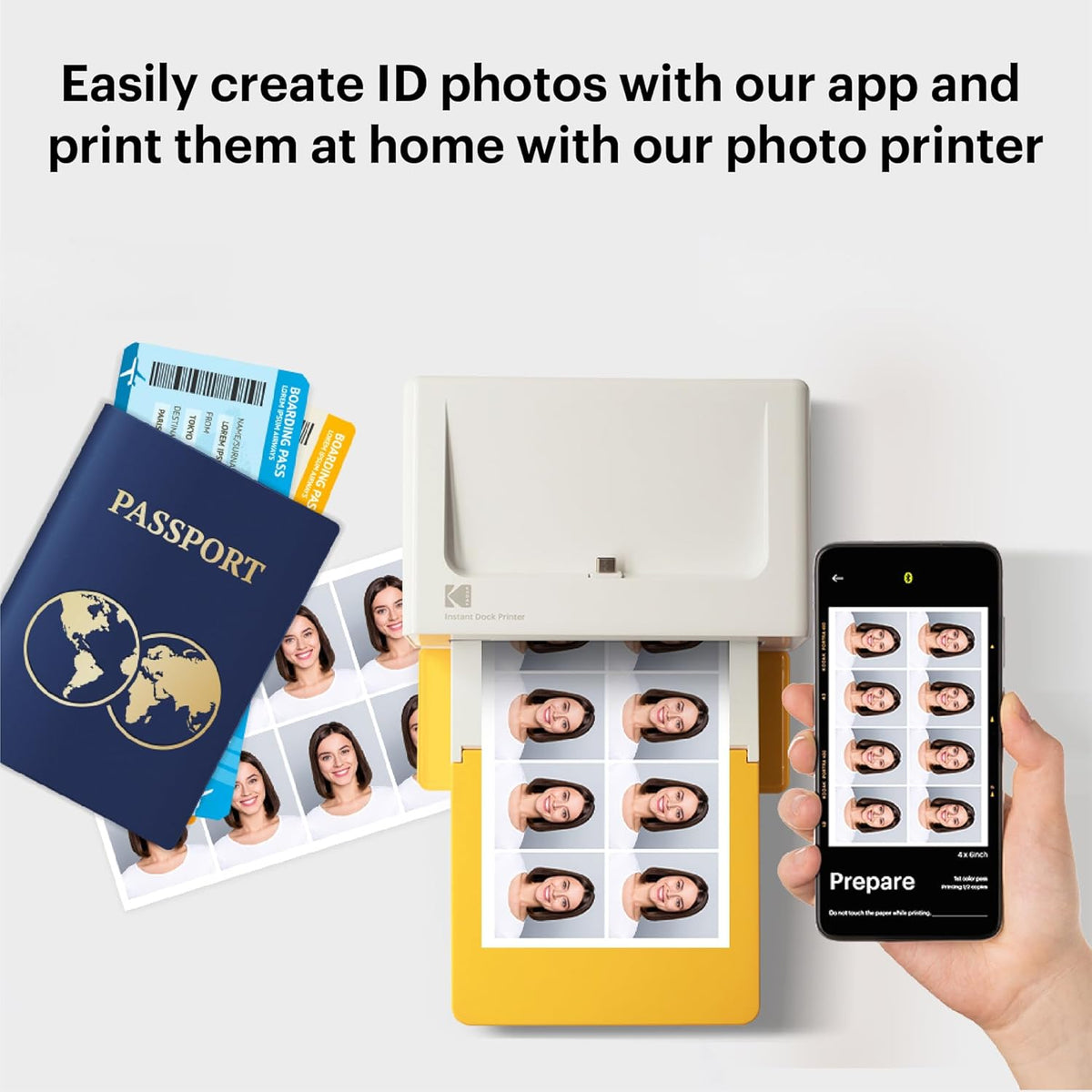 KODAK Dock Plus 4x6'' Photo Printer, 50 Sheets, Docking & Bluetooth Smartphone Printer for iPhone & Android, Instant Color Prints, 4PASS Dye Sublimation