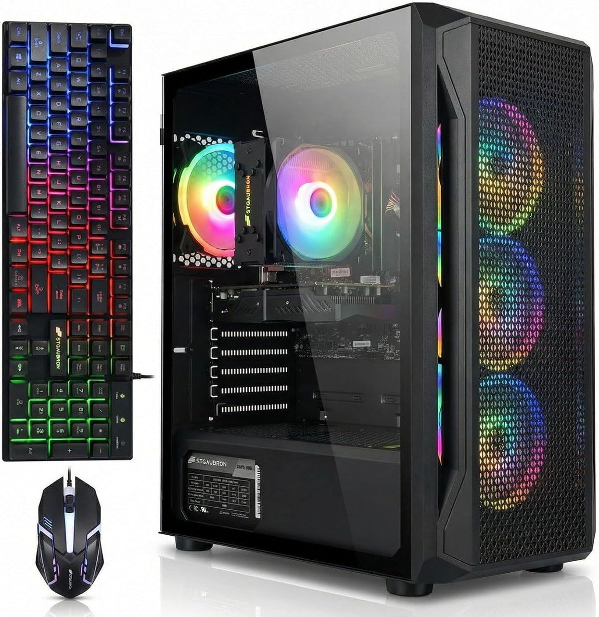STGAubron Gaming PC Computer Desktop, Intel Core i7-12800HX up to 4.8GHz, GeForce RTX 3050 6G, 16G DDR5, 1TB SSD, WiFi 6, BT 5.2, RGB Fan x4, Windows 11 Home