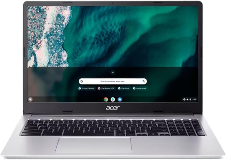 acer Chromebook 15.6" Full HD Laptop | Intel Celeron N4500 | Integrated UHD Graphics | Protective Sleeve| Silver | 4GB RAM | 64GB SSD | Chrome OS | Bundle with Wireless Mouse