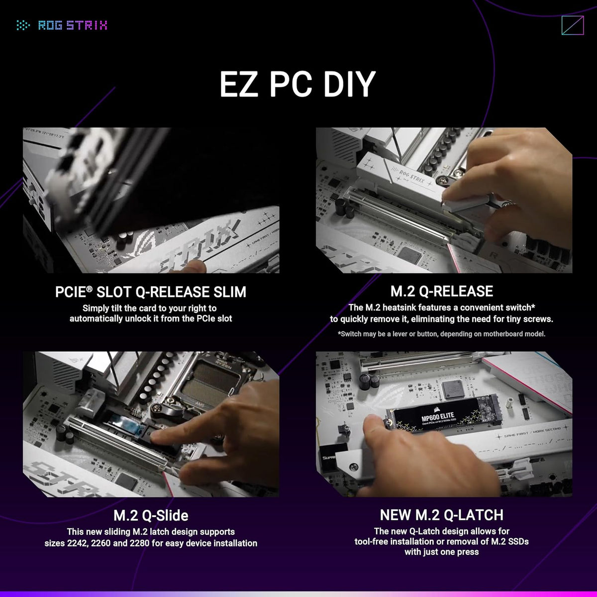 ASUS ROG Strix B850-A Gaming WiFi AMD AM5 B850 ATX Motherboard 14+2+2 Power Stages, DDR5 AEMP, 2.5G LAN, WiFi 7 with Q-Antenna, 4X M.2, PCIe® 5.0, USB 20Gbps Type-C, AI Networking II, ASUS AI Advisor