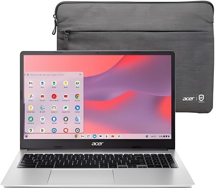 ACER Chromebook 315 15.6" HD Laptop Intel Pentium N6000 4GB LPDDR4X 128GB eMMC with Protective Sleeve - Silver