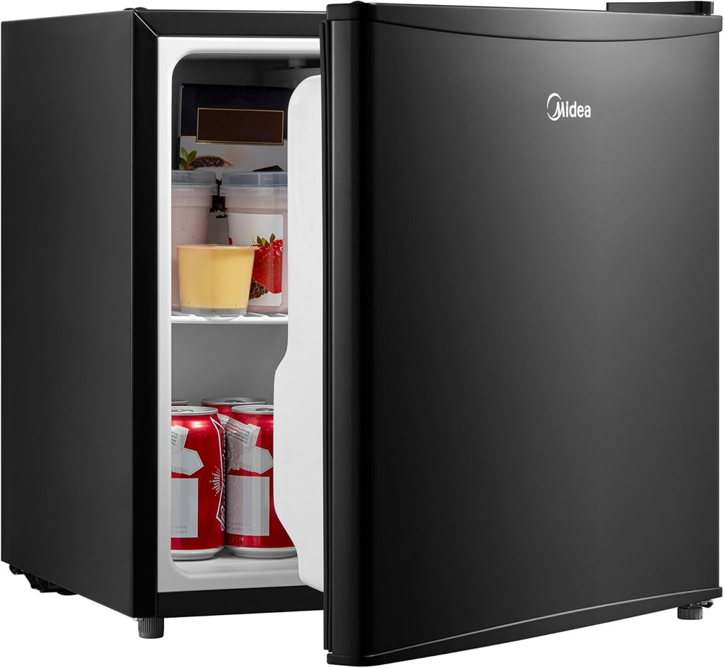 Midea WHS-65LB1 Mini Fridge, 1.6 Cu.ft Energy Star Certified Mini Refrigerator, Adjustable Thermostat, Reversible Door, Low Noise for Dorm, Office, Bedroom, Black