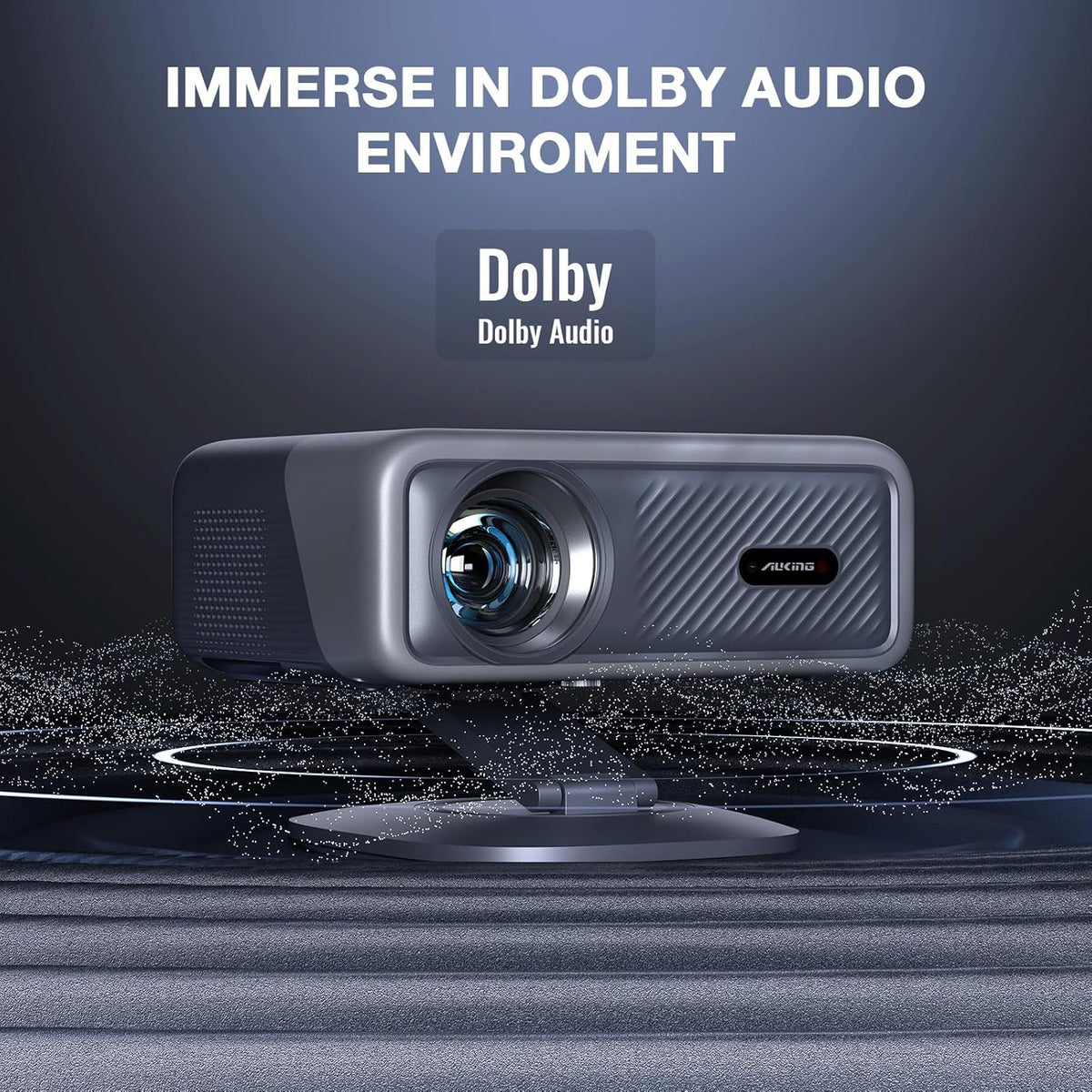 Now with Netflix & 4000 ANSI 4K Projector with WiFi and Bluetooth,TOF Real-Time Auto Focus Smart Projector, Upgrade for AuKing Overhead Projectors Theater Proyector with Omni-Adjustable Stand(grey)